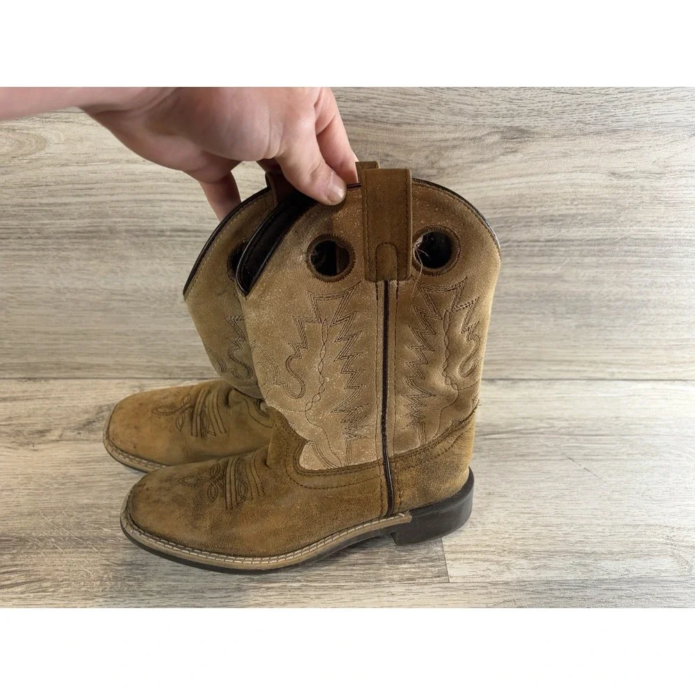 Smoky Mountain Boots Youth‎ Size 1M Distressd Brown Cowboy Boots 436651
